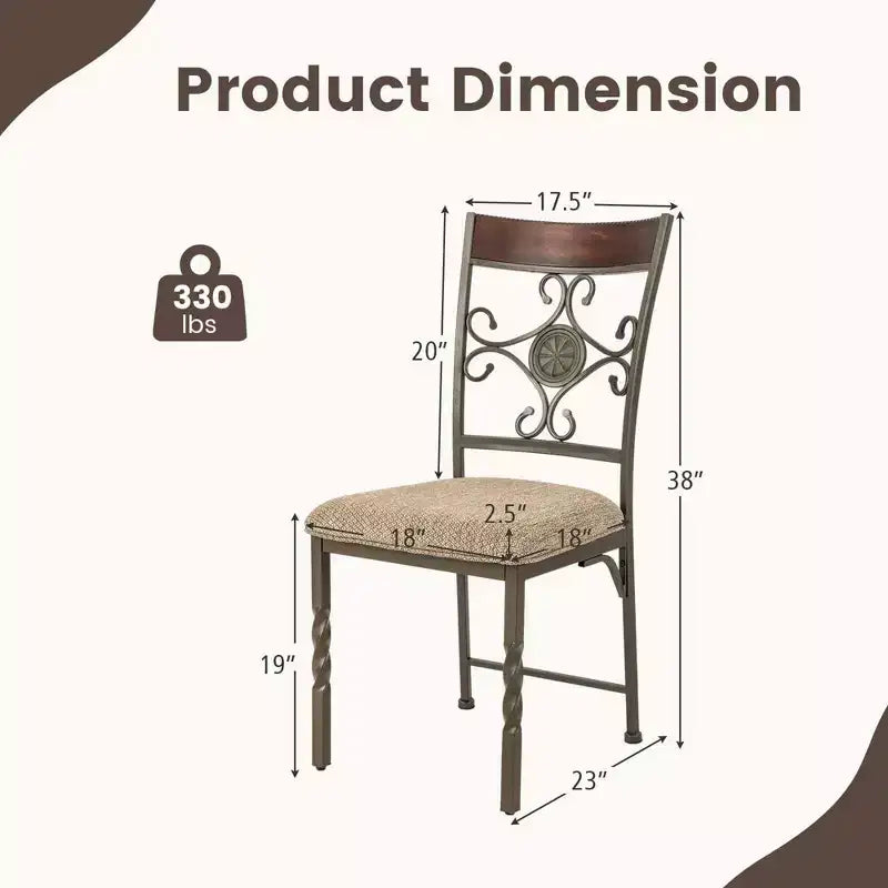 Costway Lot de 2/4 chaises de salle à manger sans accoudoirs, ensemble de chaises de cuisine avec coussin d'assise
