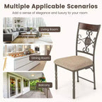 Costway Lot de 2/4 chaises de salle à manger sans accoudoirs, ensemble de chaises de cuisine avec coussin d'assise