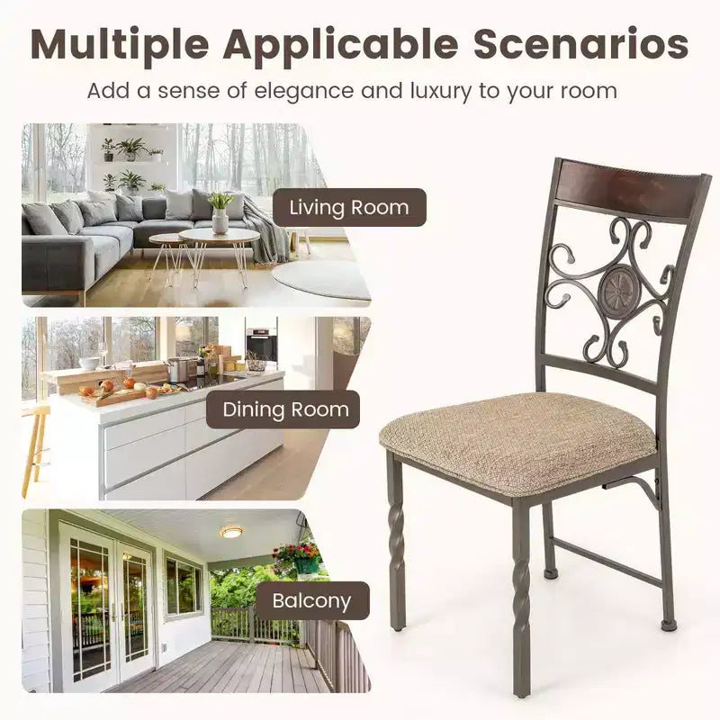 Costway Lot de 2/4 chaises de salle à manger sans accoudoirs, ensemble de chaises de cuisine avec coussin d'assise
