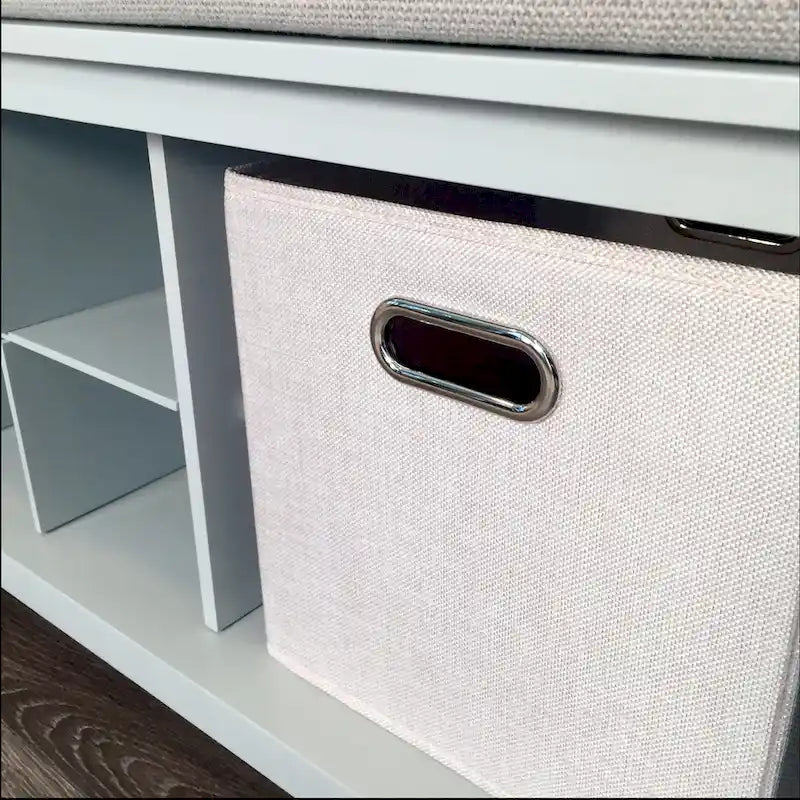 Banc d'entrée en bois massif avec 2 rangements à chaussures et 1 bac, Gris