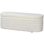 Banc de bout de lit HOMCOM, banc de rangement rembourré en tissu peluche avec cadre en bois pour salon, couloir, chambre, blanc crème