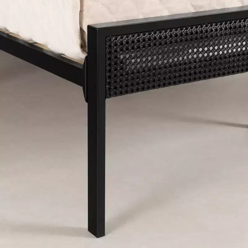 Lit plateforme en métal South Shore avec cannage naturel/noir pur