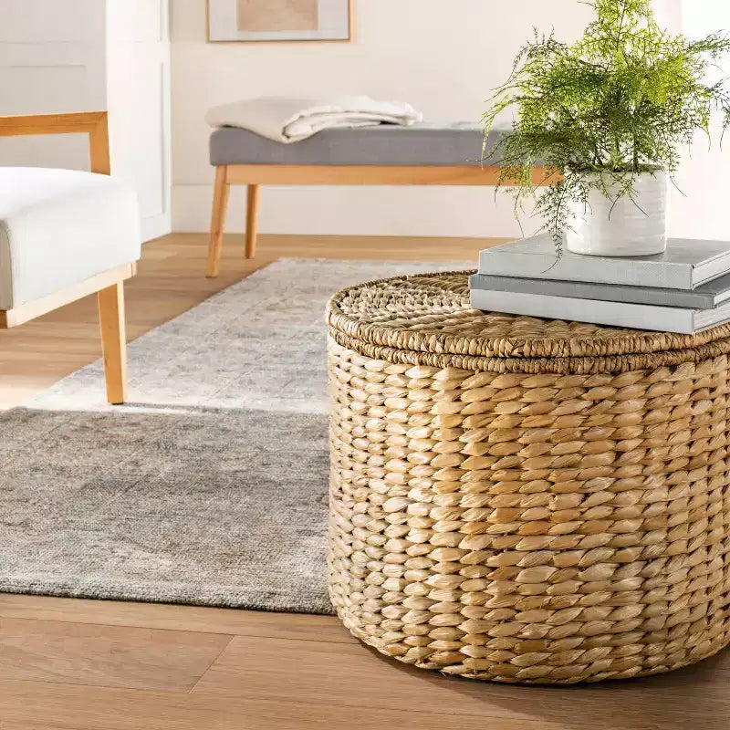 Pouf de rangement tissé expresso – Threshold conçu avec McGee