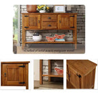 Console de ferme de 48 pouces, Table d'entrée avec 2 tiroirs et armoires, Table de canapé en bois massif avec étagères