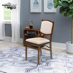 MECO Stakmore Lot de 4 chaises de salle à manger pliantes compactes contemporaines en bois massif de qualité supérieure avec siège rembourré en tissu, coloris bois fruitier