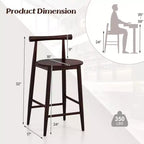 Tabourets de bar Costway, lot de 2/4, hauteur comptoir, avec pieds en bois d'acacia, marron