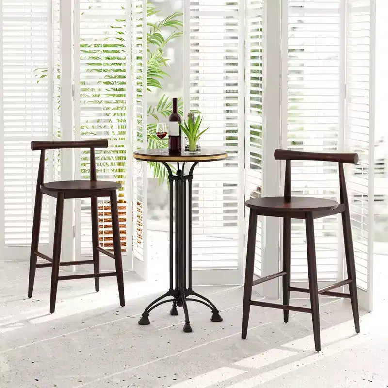 Tabourets de bar Costway, lot de 2/4, hauteur comptoir, avec pieds en bois d'acacia, marron