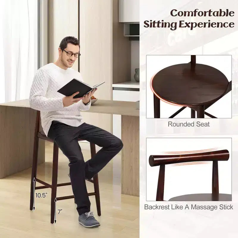 Tabourets de bar Costway, lot de 2/4, hauteur comptoir, avec pieds en bois d'acacia, marron