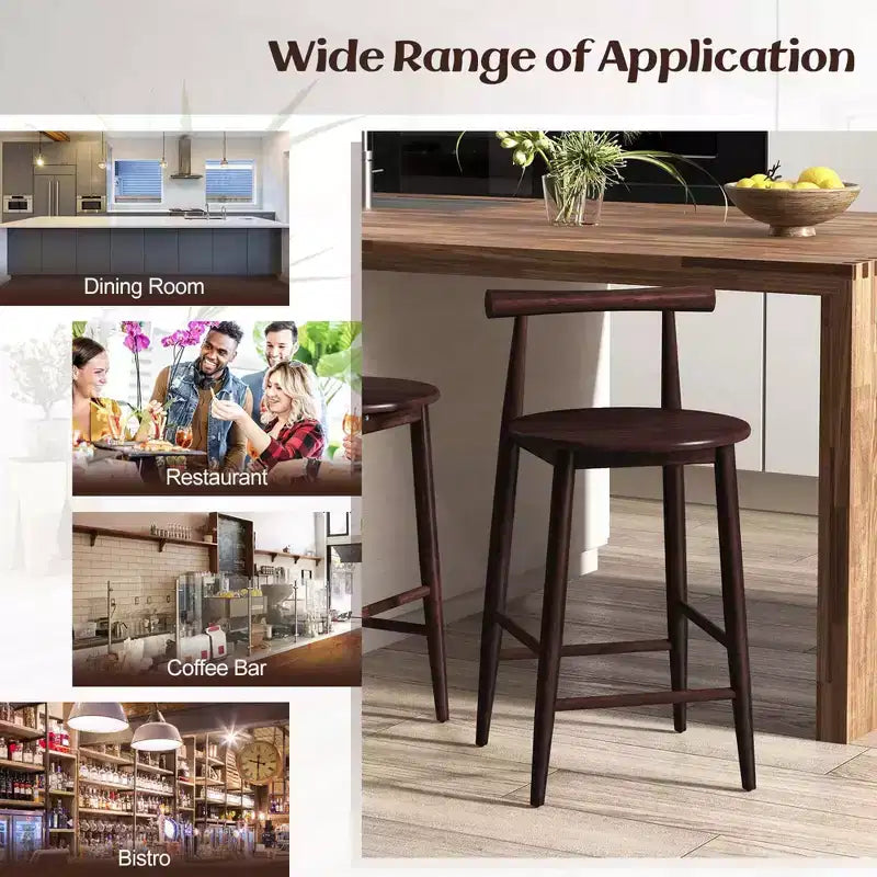 Tabourets de bar Costway, lot de 2/4, hauteur comptoir, avec pieds en bois d'acacia, marron
