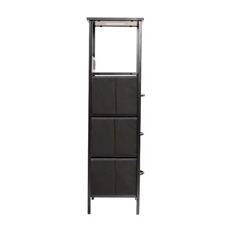 Flash Furniture Sodano, Table de chevet à 3 tiroirs avec station de charge, 2 ports USB et 1 prise, cadre en métal, plateau, tiroirs et poignées en bois composite