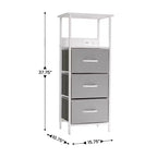 Flash Furniture Sodano, Table de chevet à 3 tiroirs avec station de charge, 2 ports USB et 1 prise, cadre en métal, plateau, tiroirs et poignées en bois composite