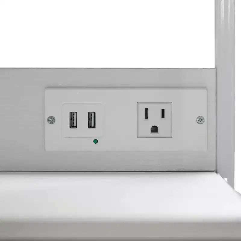 Flash Furniture Sodano, Table de chevet à 3 tiroirs avec station de charge, 2 ports USB et 1 prise, cadre en métal, plateau, tiroirs et poignées en bois composite