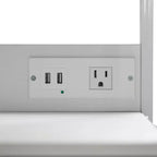 Flash Furniture Sodano, Table de chevet à 3 tiroirs avec station de charge, 2 ports USB et 1 prise, cadre en métal, plateau, tiroirs et poignées en bois composite