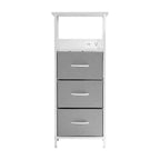 Flash Furniture Sodano, Table de chevet à 3 tiroirs avec station de charge, 2 ports USB et 1 prise, cadre en métal, plateau, tiroirs et poignées en bois composite
