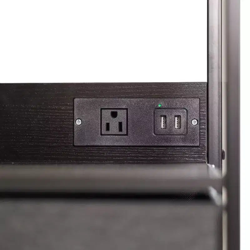 Flash Furniture Sodano, Table de chevet à 3 tiroirs avec station de charge, 2 ports USB et 1 prise, cadre en métal, plateau, tiroirs et poignées en bois composite