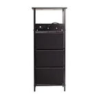 Flash Furniture Sodano, Table de chevet à 3 tiroirs avec station de charge, 2 ports USB et 1 prise, cadre en métal, plateau, tiroirs et poignées en bois composite