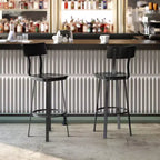 Tabouret de Bar de Restaurant Flash Furniture avec Assise et Dossier en Bois et Cadre Thermolaqué