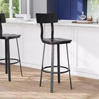 Tabouret de Bar de Restaurant Flash Furniture avec Assise et Dossier en Bois et Cadre Thermolaqué