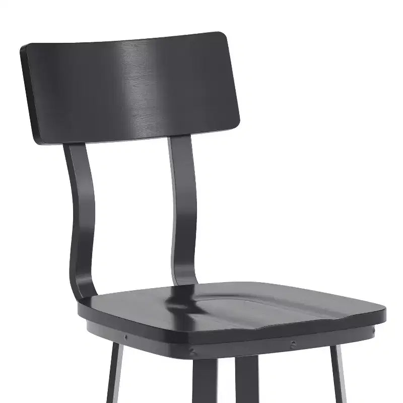 Tabouret de Bar de Restaurant Flash Furniture avec Assise et Dossier en Bois et Cadre Thermolaqué