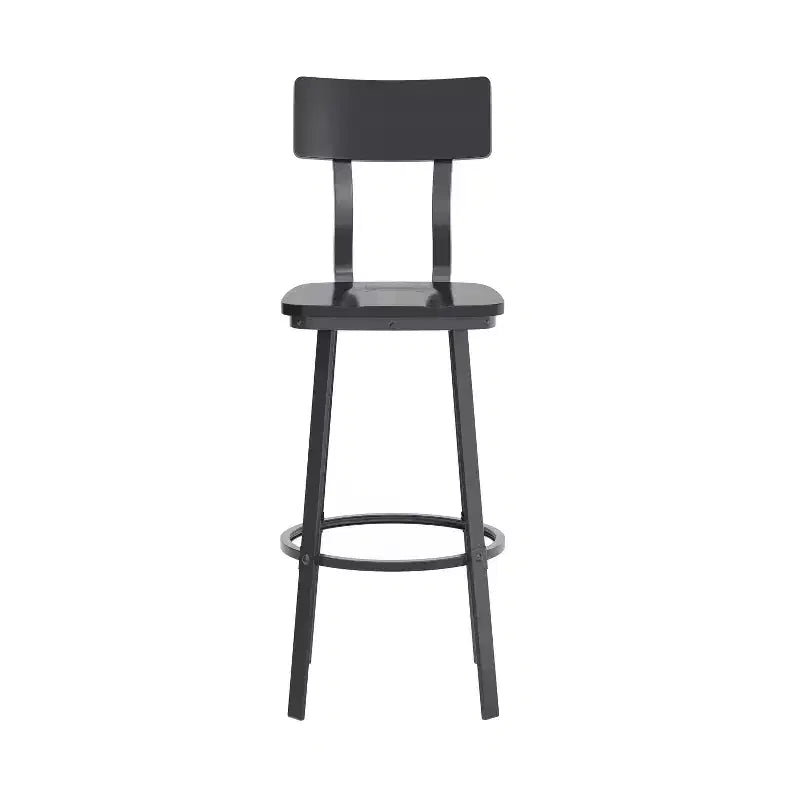 Tabouret de Bar de Restaurant Flash Furniture avec Assise et Dossier en Bois et Cadre Thermolaqué