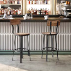 Tabouret de Bar de Restaurant Flash Furniture avec Assise et Dossier en Bois et Cadre Thermolaqué