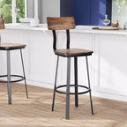 Tabouret de Bar de Restaurant Flash Furniture avec Assise et Dossier en Bois et Cadre Thermolaqué