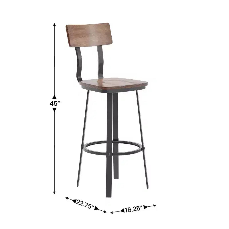 Tabouret de Bar de Restaurant Flash Furniture avec Assise et Dossier en Bois et Cadre Thermolaqué