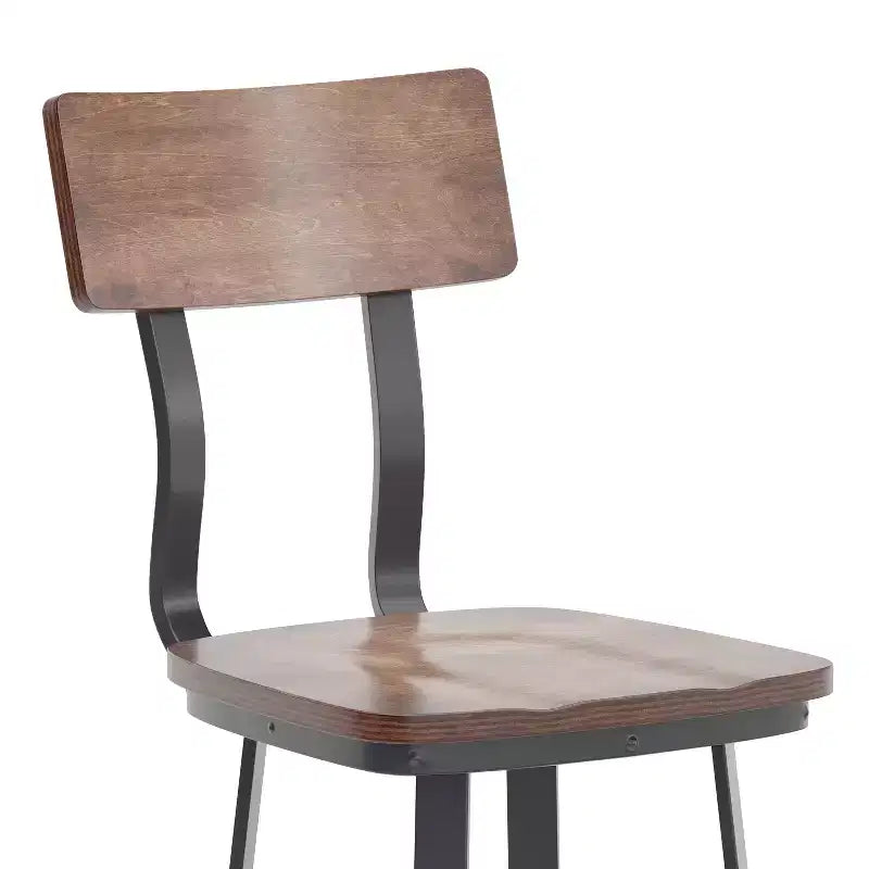Tabouret de Bar de Restaurant Flash Furniture avec Assise et Dossier en Bois et Cadre Thermolaqué