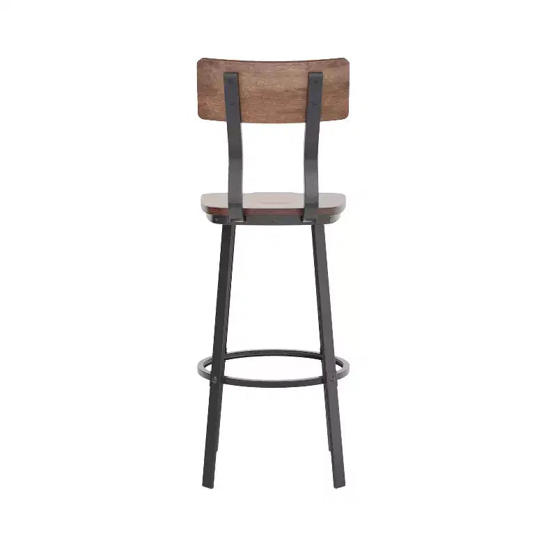 Tabouret de Bar de Restaurant Flash Furniture avec Assise et Dossier en Bois et Cadre Thermolaqué