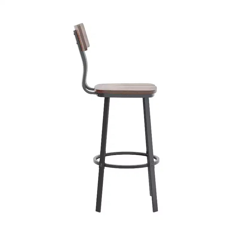 Tabouret de Bar de Restaurant Flash Furniture avec Assise et Dossier en Bois et Cadre Thermolaqué