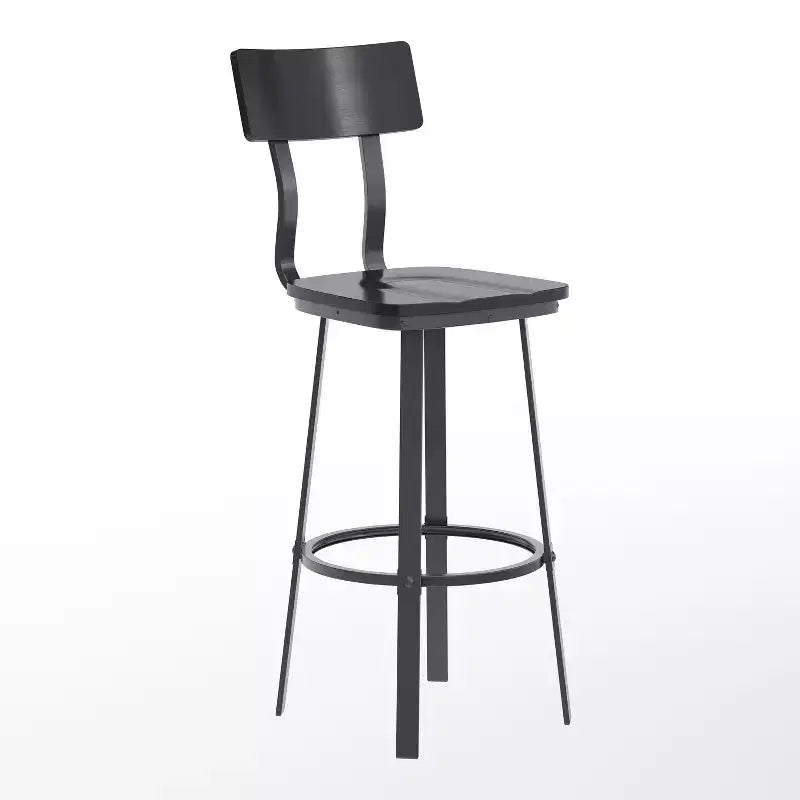 Tabouret de Bar de Restaurant Flash Furniture avec Assise et Dossier en Bois et Cadre Thermolaqué