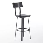 Tabouret de Bar de Restaurant Flash Furniture avec Assise et Dossier en Bois et Cadre Thermolaqué