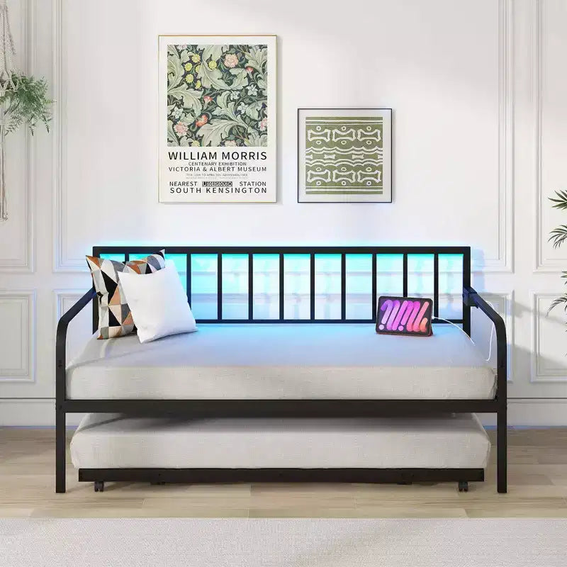 Costway Lit de repos double réglable avec station de charge et lumières LED
