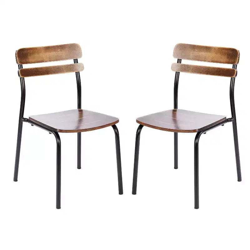 Lot de 2 chaises de salle à manger Emma et Oliver avec structure en métal et assise et dossier en bois massif à finition antique