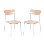 Emma and Oliver Set of 2 Dining Chairs with Metal Frames and Solid Wood Seats and Backs with Antique Finishes