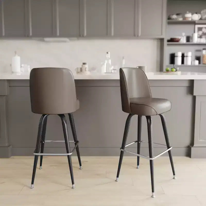 Emma et Oliver - Lot de 2 tabourets de bar en métal avec siège baquet pivotant