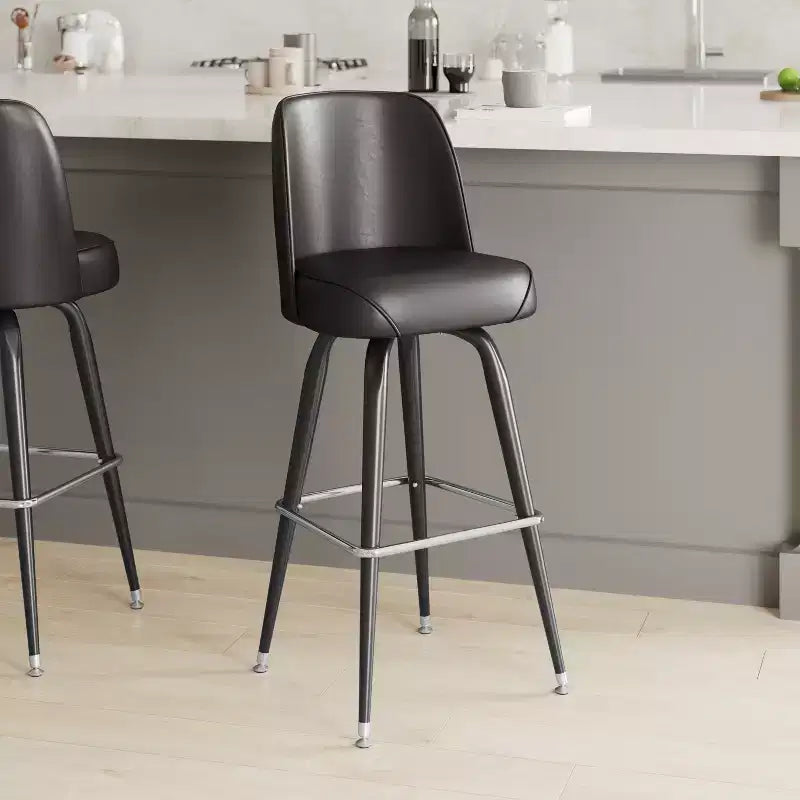 Emma et Oliver - Lot de 2 tabourets de bar en métal avec siège baquet pivotant
