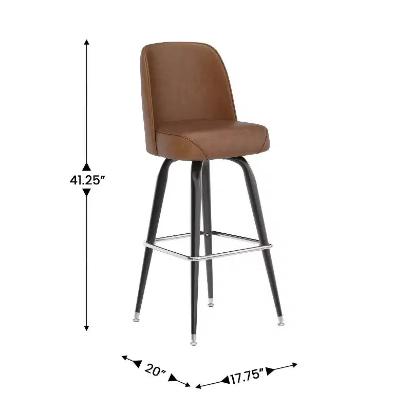 Tabouret de bar Emma et Oliver en métal avec siège baquet pivotant