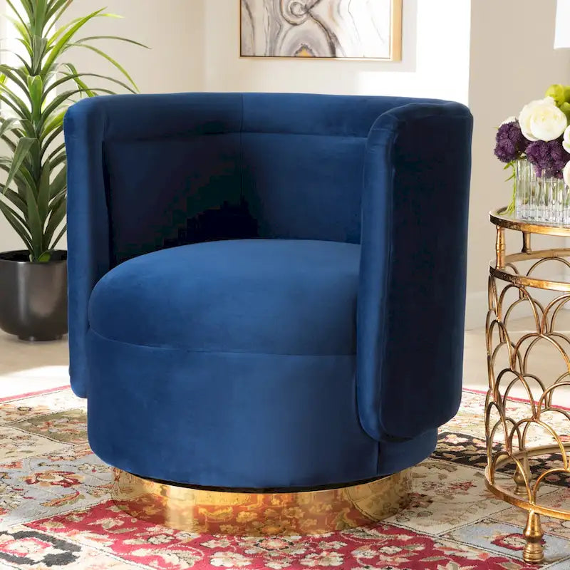 Fauteuil d'appoint pivotant rembourré Saffi Glam et Luxe