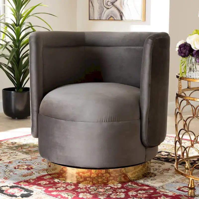 Fauteuil d'appoint pivotant rembourré Saffi Glam et Luxe