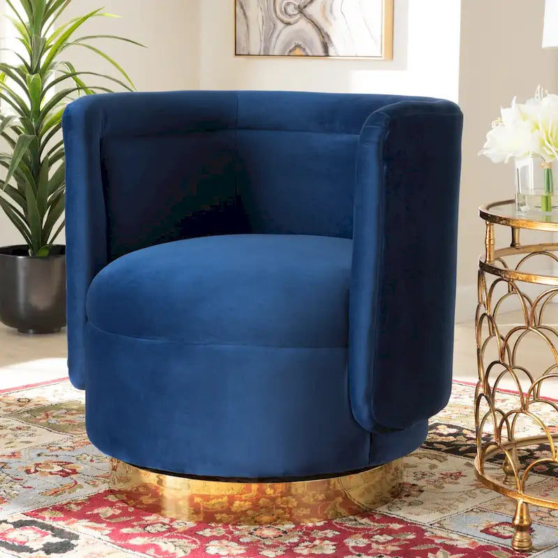 Fauteuil d'appoint pivotant rembourré Saffi Glam et Luxe