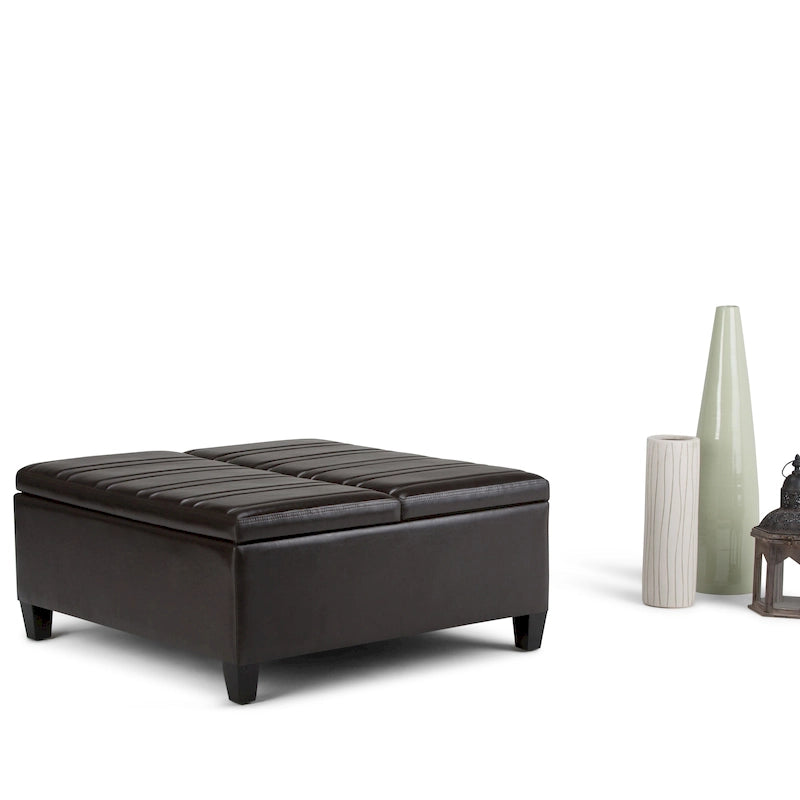 Pouf-table carré contemporain de 36 pouces de large