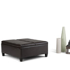 Pouf-table carré contemporain de 36 pouces de large