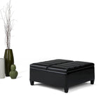 Pouf-table carré contemporain de 36 pouces de large