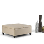 Pouf-table carré contemporain de 36 pouces de large