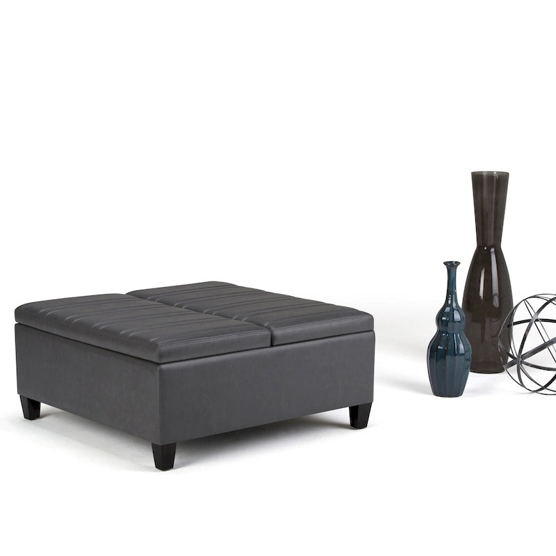 Pouf-table carré contemporain de 36 pouces de large
