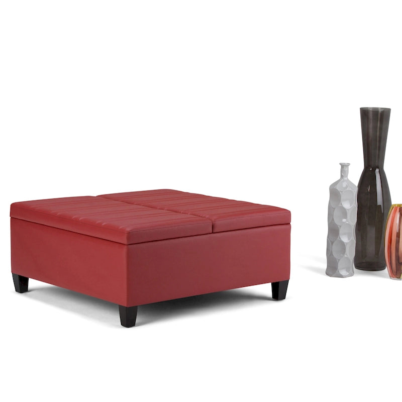 Pouf-table carré contemporain de 36 pouces de large