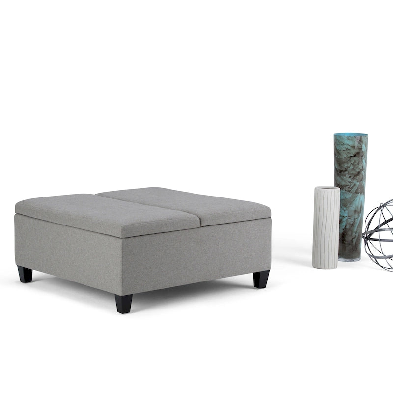 Pouf-table carré contemporain de 36 pouces de large