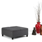 Pouf-table carré contemporain de 36 pouces de large