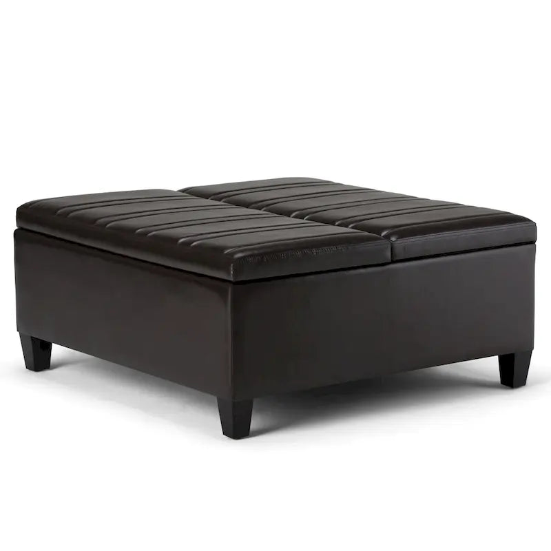 Pouf-table carré contemporain de 36 pouces de large